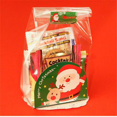 Commande personnalisée Sac à biscuits à la main pour PE en plastique de couleur bas sac à pain de Noël