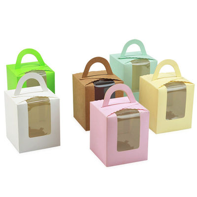 Boîte à gâteaux à fenêtre ouverte à couleur solide personnalisée pour l'emballage de pâtisseries de mariage