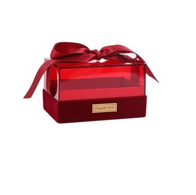 Boîte d'emballage de cadeau en papier avec ruban personnalisé couvercle en acrylique boîte de chocolat transparente
