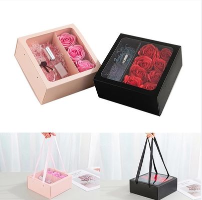 Cadeau artisanal industriel blanc transparent PVC tiroir de fenêtre pliable Journée des mères cadeau boîte de papier