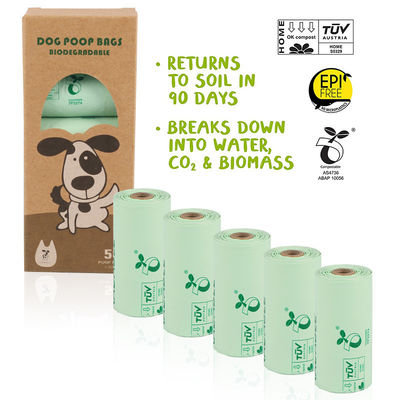 Logo personnalisé Sac en PLA PBAT biodégradable à base de fécule de maïs pour les excréments d'animaux de compagnie au hall d'exposition
