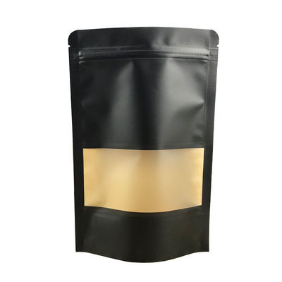 Logo personnalisé Polybag en plastique noir Package alimentaire avec vitre Gravure Impression Taille optionnelle