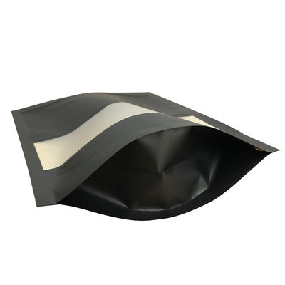 Logo personnalisé Polybag en plastique noir Package alimentaire avec vitre Gravure Impression Taille optionnelle