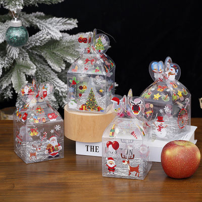 Boîte à bonbons en PET carré transparente pour décoration de Noël et emballage cadeau