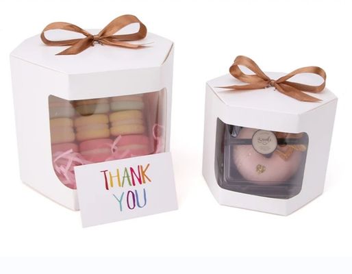 Boîte à gâteaux en carton blanc personnalisée avec fenêtre 4 et 6 trous Boîte d'emballage à gâteaux