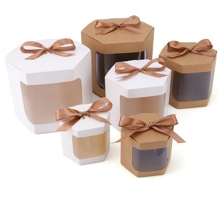 Boîte à gâteaux en carton blanc personnalisée avec fenêtre 4 et 6 trous Boîte d'emballage à gâteaux