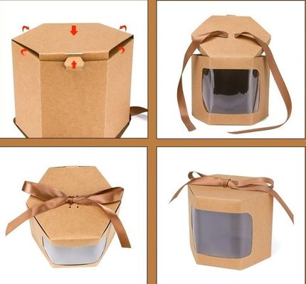 Boîte à gâteaux en carton blanc personnalisée avec fenêtre 4 et 6 trous Boîte d'emballage à gâteaux
