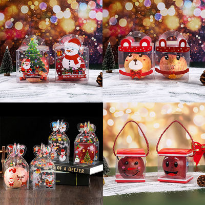 Boîtes à pommes de bonbons pliables en PET transparentes pour l'emballage de cadeaux personnalisés de Noël