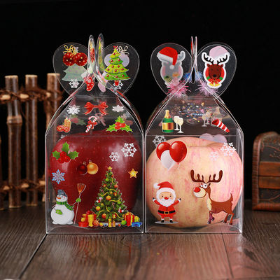 Boîtes à pommes de bonbons pliables en PET transparentes pour l'emballage de cadeaux personnalisés de Noël