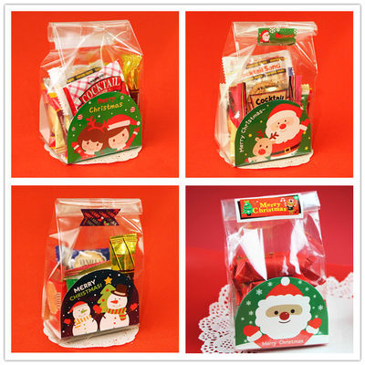 Commande personnalisée Sac à biscuits à la main pour PE en plastique de couleur bas sac à pain de Noël
