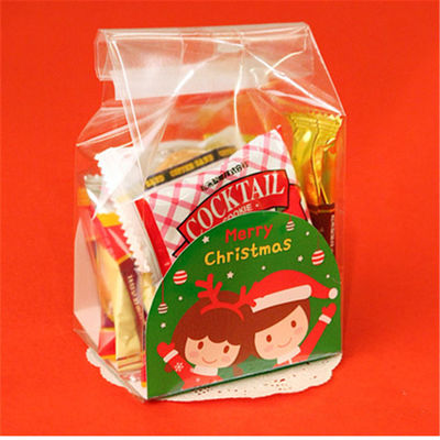 Commande personnalisée Sac à biscuits à la main pour PE en plastique de couleur bas sac à pain de Noël