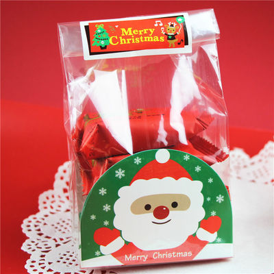 Commande personnalisée Sac à biscuits à la main pour PE en plastique de couleur bas sac à pain de Noël