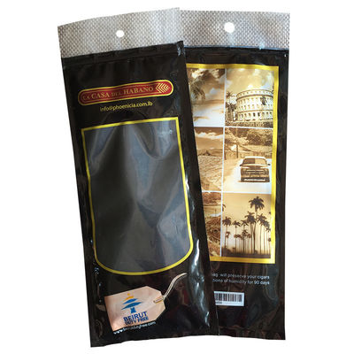 Gravnre Impression Stand Up Poche personnalisée Fermeture à glissière Sac à cigares pour les cigares hydratants