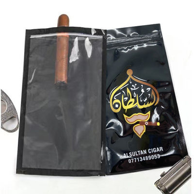 Gravnre Impression Stand Up Poche personnalisée Fermeture à glissière Sac à cigares pour les cigares hydratants