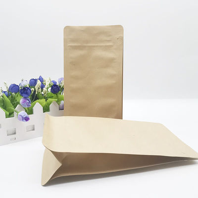 Sac autoportant en papier Kraft Café spécialisé en fermeture à glissière Fruits secs Emballage alimentaire