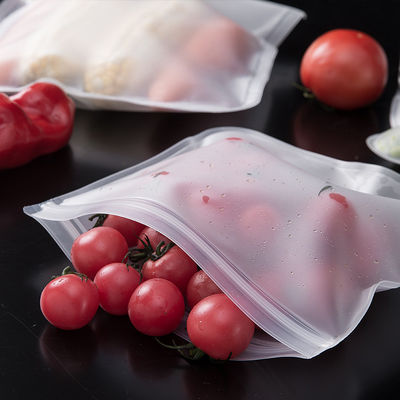 Sac de stockage de nourriture en silicone résistant aux fuites réutilisable avec fermeture à glissière et conception auto-collant
