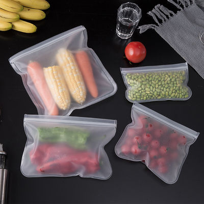 Sac de stockage de nourriture en silicone résistant aux fuites réutilisable avec fermeture à glissière et conception auto-collant