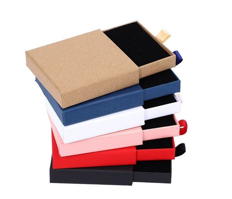 Boîte à bijoux personnalisée en papier recyclable avec tiroir de luxe et design exquis