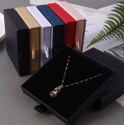 Boîte à bijoux personnalisée en papier recyclable avec tiroir de luxe et design exquis