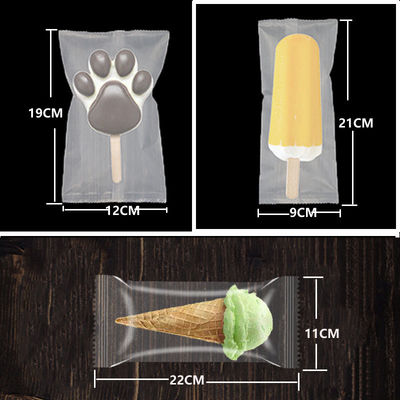 Emballage de glace en plastique imprimé sur mesure pour les glaces glacées transparentes