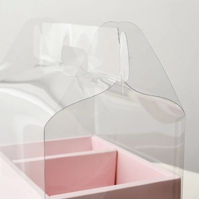 Boîtes à gâteaux en PVC transparentes en bricolage Mariage Noël Anniversary Gift Packaging avec poignées