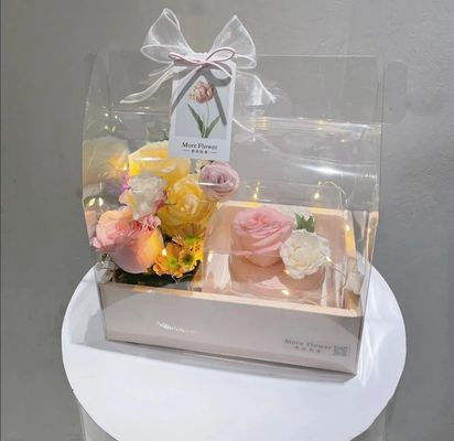 Boîtes à gâteaux en PVC transparentes en bricolage Mariage Noël Anniversary Gift Packaging avec poignées