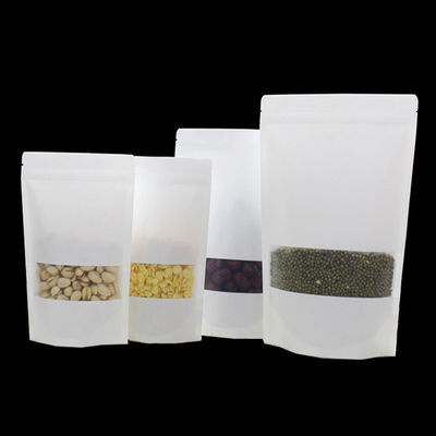 Sacs en papier kraft à gravure avec fenêtre transparente de qualité alimentaire avec fermeture à glissière étanche à l'humidité