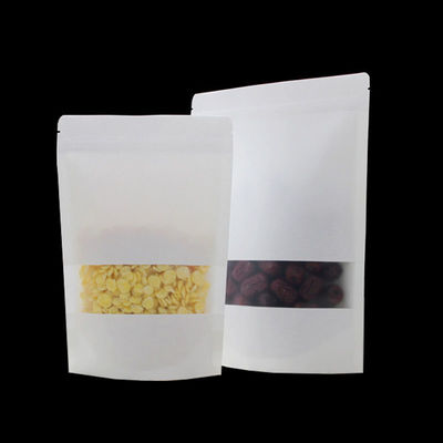 Sacs en papier kraft à gravure avec fenêtre transparente de qualité alimentaire avec fermeture à glissière étanche à l'humidité