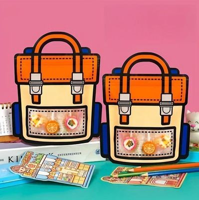 Sac auto-collant à ouverture de fenêtre pour un emballage en forme de dessin animé mignon de collations et de bonbons