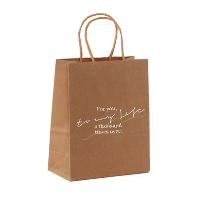 Flexiloop Manche Logo personnalisé Accepté Sacs en papier Kraft pour acheter des cadeaux en boutique