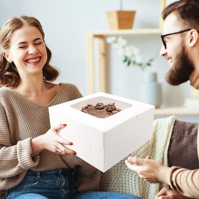 Commande personnalisée acceptée 12 x 12 x 6 pouces boîte de gâteau en carton carré avec fenêtre
