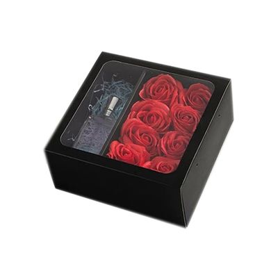 Boîte à fleurs cadeau avec poignée personnalisée design carré PVC fenêtre transparente