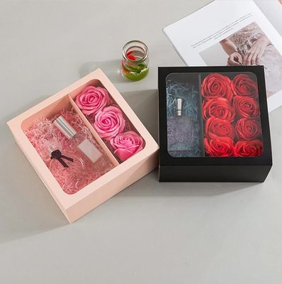 Boîte à fleurs cadeau avec poignée personnalisée design carré PVC fenêtre transparente