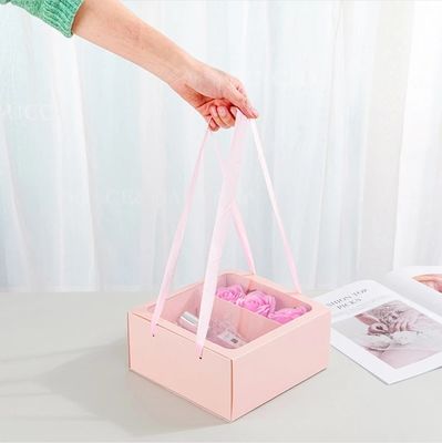 Boîte à fleurs cadeau avec poignée personnalisée design carré PVC fenêtre transparente