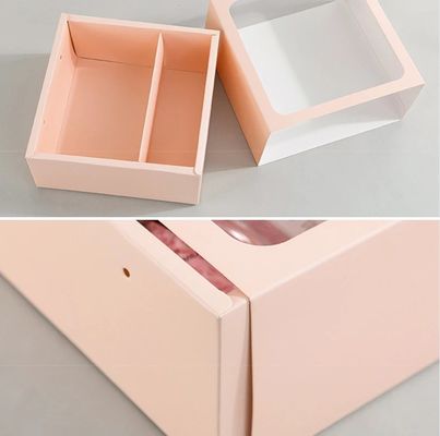 Boîte à fleurs cadeau avec poignée personnalisée design carré PVC fenêtre transparente