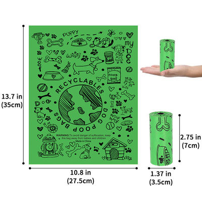 2 rouleaux pour la livraison 15 pièces de matières premières importées dégradables PET Chien, chat, sac à ordures POP