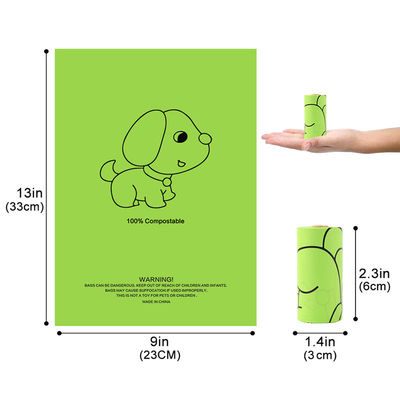 2 rouleaux pour la livraison 15 pièces de matières premières importées dégradables PET Chien, chat, sac à ordures POP