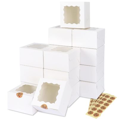 Petites friandises Boîtes blanches de biscuits de boulangerie avec fenêtre 4x4x2,5 pouces Emballage personnalisé