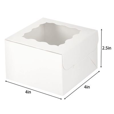 Petites friandises Boîtes blanches de biscuits de boulangerie avec fenêtre 4x4x2,5 pouces Emballage personnalisé