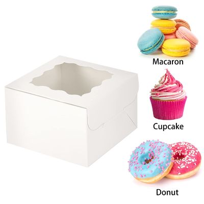 Petites friandises Boîtes blanches de biscuits de boulangerie avec fenêtre 4x4x2,5 pouces Emballage personnalisé