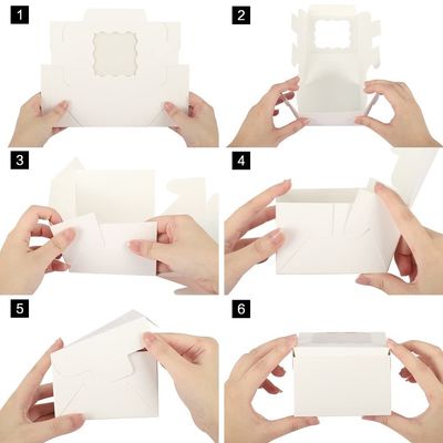 Petites friandises Boîtes blanches de biscuits de boulangerie avec fenêtre 4x4x2,5 pouces Emballage personnalisé