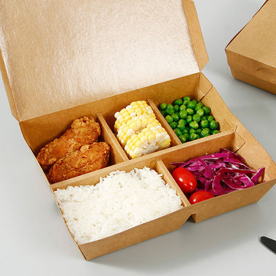 5 carrés de boîte à lunch en papier brun Emballage écologique et personnalisable pour les fast-foods