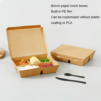5 carrés de boîte à lunch en papier brun Emballage écologique et personnalisable pour les fast-foods