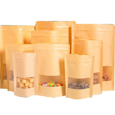Sac d'emballage alimentaire en papier kraft à fermeture à glissière avec conception autoportante et matériau PE