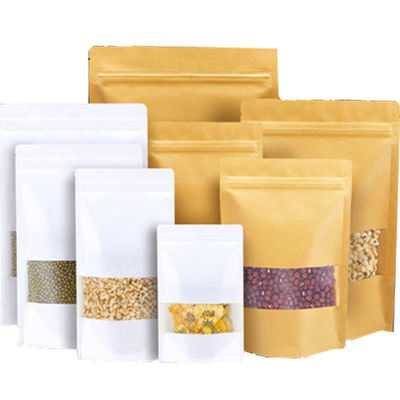 Sac d'emballage alimentaire en papier kraft à fermeture à glissière avec conception autoportante et matériau PE
