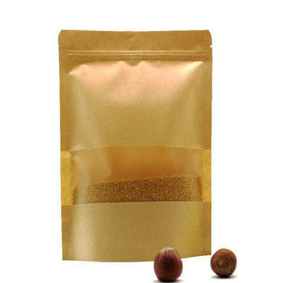 Sac d'emballage alimentaire en papier kraft à fermeture à glissière avec conception autoportante et matériau PE