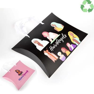 Sacs en papier personnalisés pour les extensions de cheveux Emballage Boîte d'oreiller Kraft avec poignée longue main