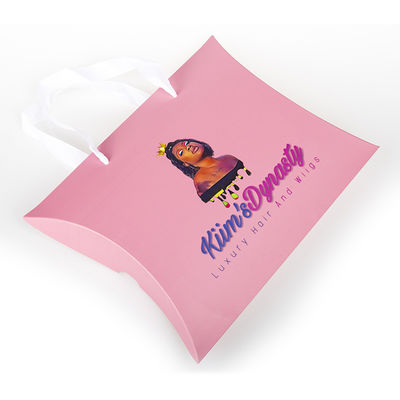 Sacs en papier personnalisés pour les extensions de cheveux Emballage Boîte d'oreiller Kraft avec poignée longue main