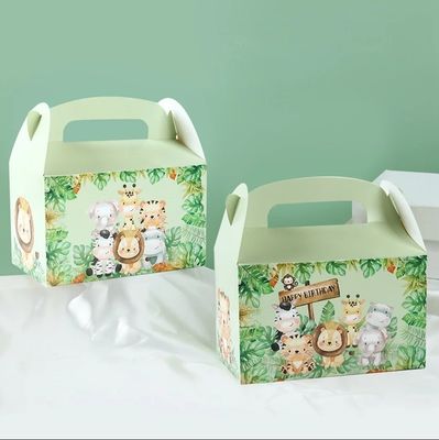 Boîte en papier à poignée imprimée sur mesure pour animaux pour les enfants thème de la jungle anniversaire et baby shower