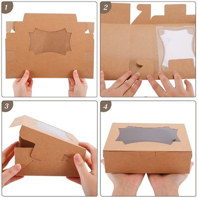 Boîte à gâteaux transparente avec papier kraft transparent